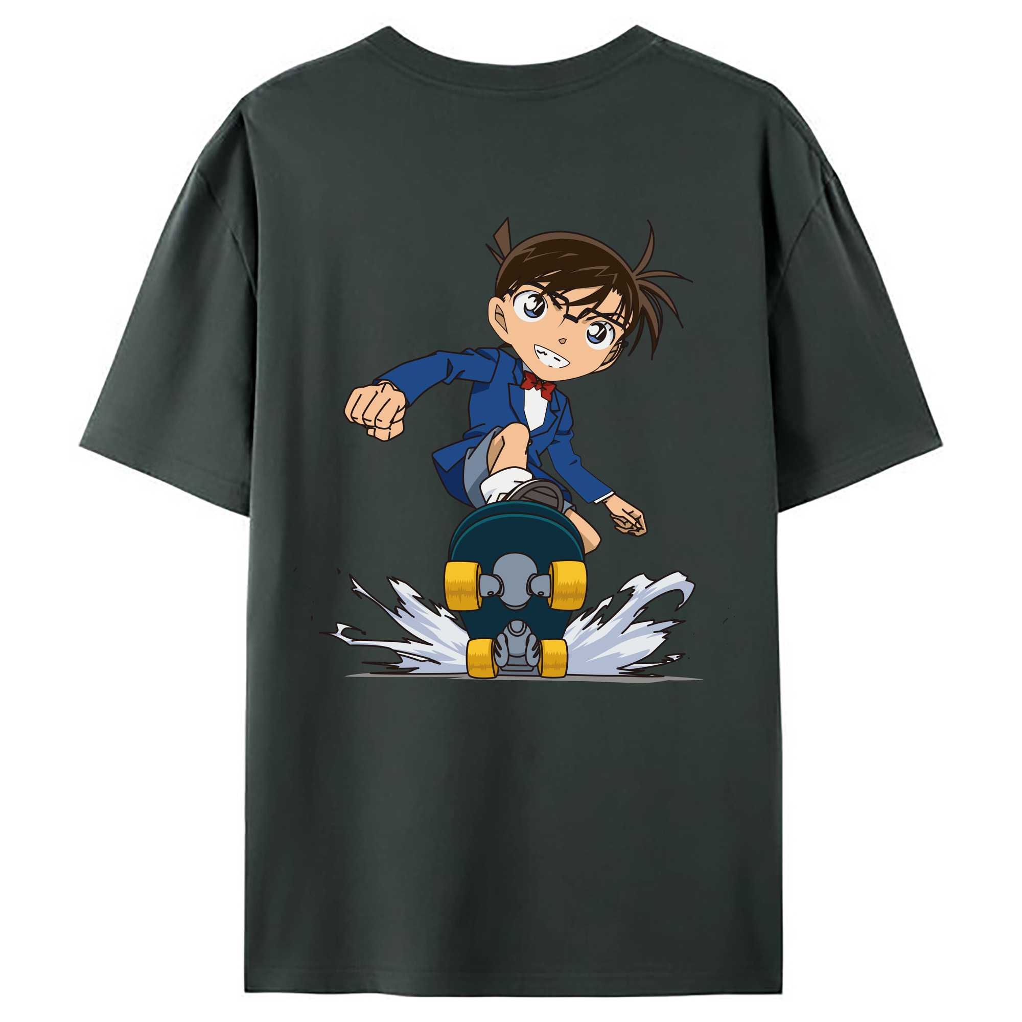 （画像用） 名探偵コナン 江戸川 コナン Detective Conan Conan Edogawa 綿100％ メンズ半袖Tシャツ（バックプリント） 通気性